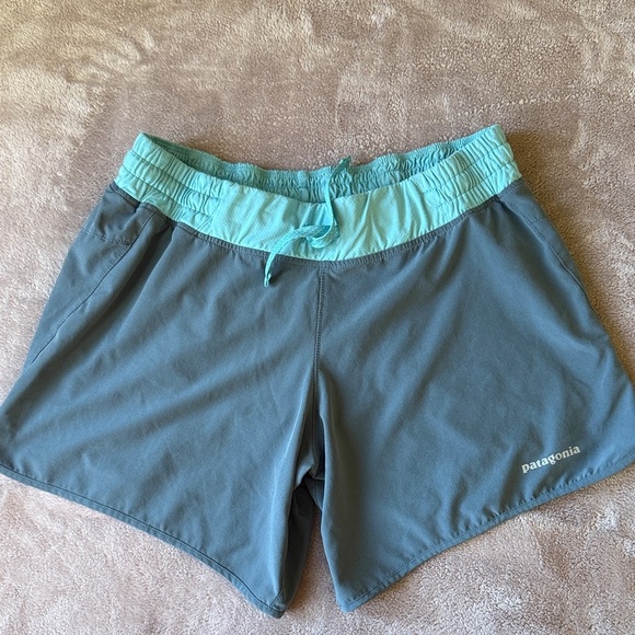 Patagonia Women's Athletic Shorts in Gray and Teal - Picture 1 of 5